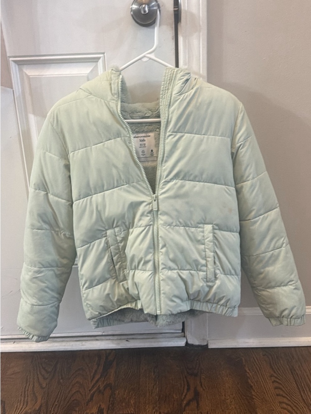abercrombie kids Mint Green Quilted Puffer Jacket with Hood